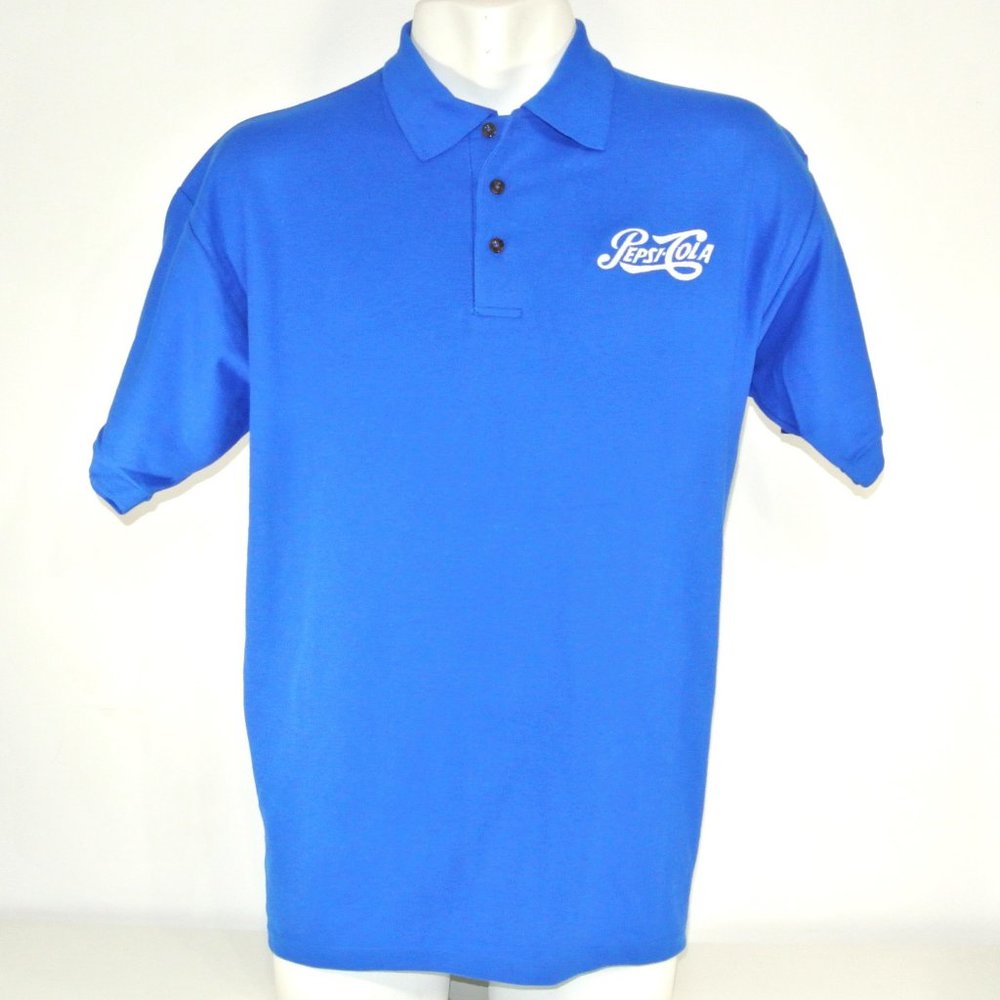 PEPSI Vintage Logo Employee Uniform Men's Blue Polo Shirt Size XL NEW